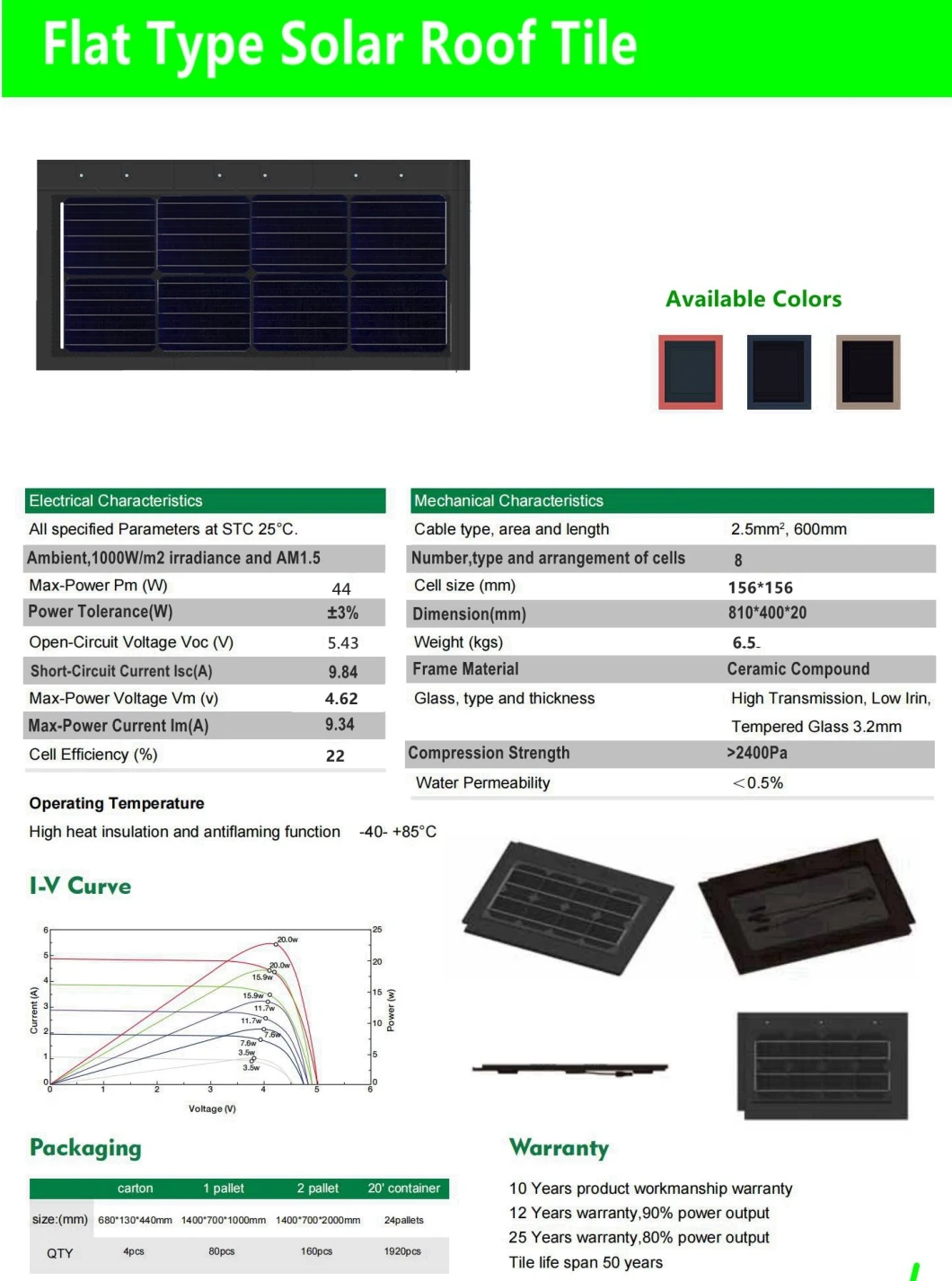 Good Prices Solar Roof Tiles Customized Colourful Solar Roofing Tiles Slope Roof Using Solar Roof Shingle