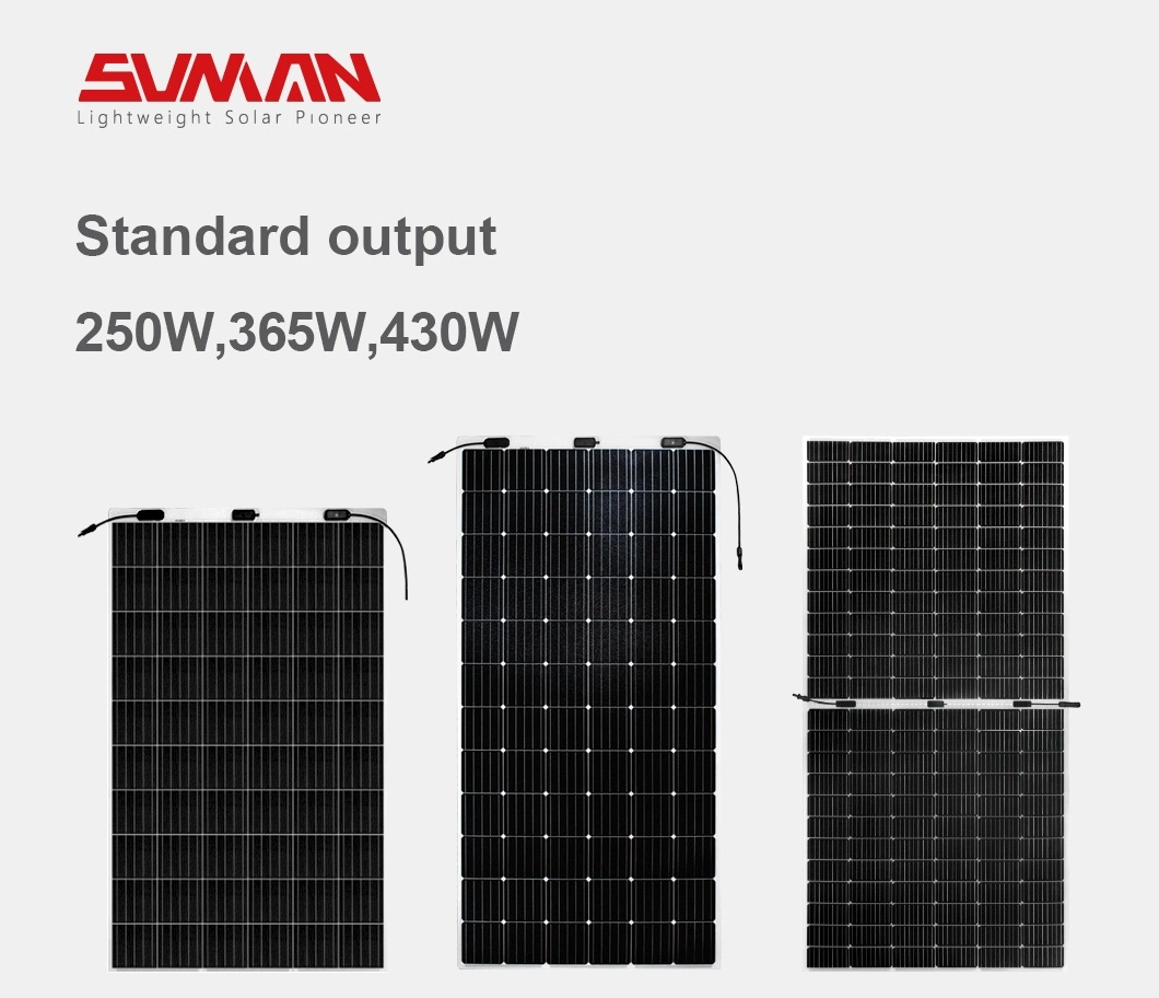 Sunman High Efficiency OEM Flexible Film Solar Panel 275W 250W 300W 430W Flexible Solar Panel